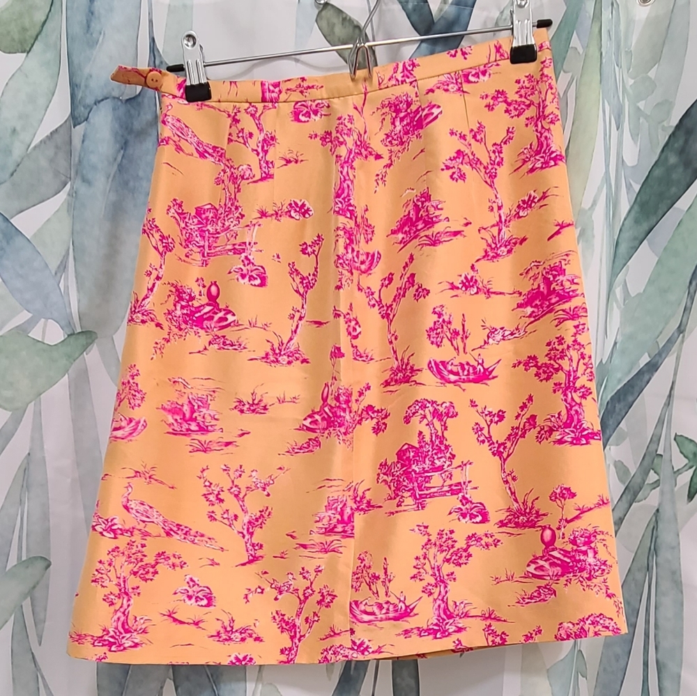 Oriental print midi skirt
